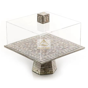 Mosaïque brune perlée de haute qualité en résine de nacre moule époxy couverture acrylique rectangle support à gâteau du fabricant indien - Product Image 5