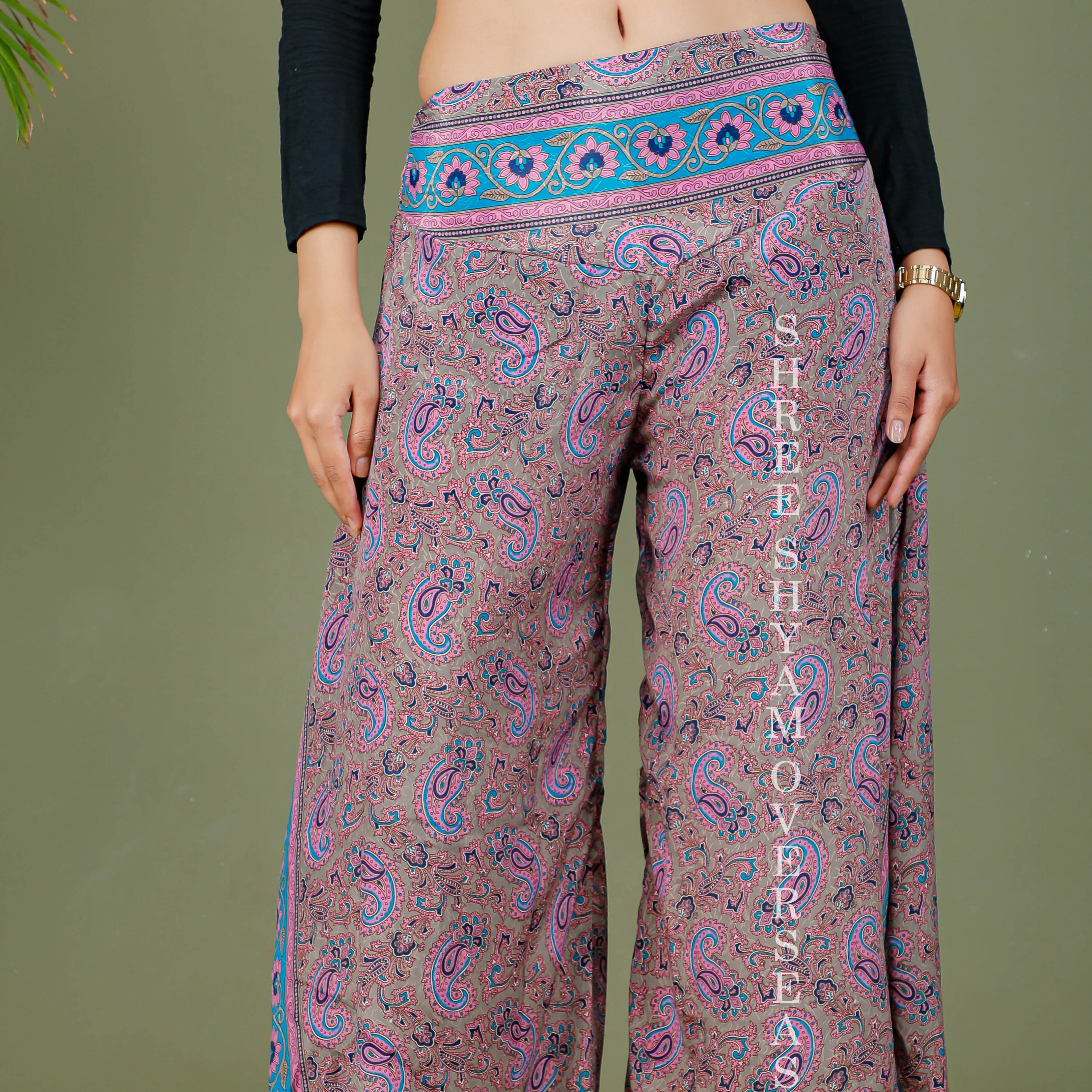 2023 Summer SILK Pants Women's Wear Sari Silk Pants