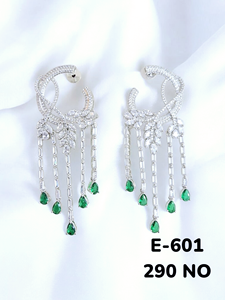 Boucles d'oreilles pendantes de luxe pour femme, serties de diamants américains et de zircone cubique, plaquées or, bijoux tendance pour fiançailles, mariage, anniversaire, usage quotidien et soirées - Product Image 1