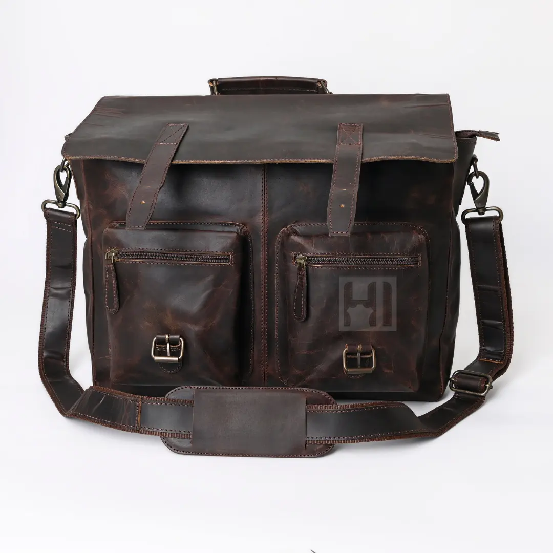 Sac de messager en cuir Hunter pour hommes personnalisation disponible sac de luxe bandoulière réglable plusieurs poches pour le bureau