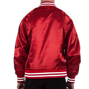 Veste bomber en satin enduit bon marché en gros pour hommes, logo personnalisé, couleur marron, devant de baseball, imperméable, col montant, couleur personnalisée - Product Image 2