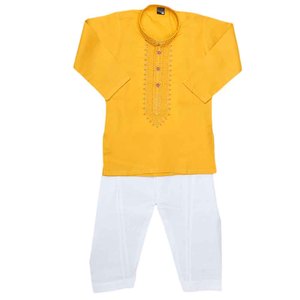 Costume Kurta Shalwar brodé pour garçons - Jaune - Product Image 1