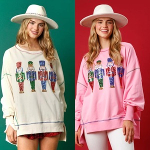 Wholesale 100% Cotton <b>Sweatshirts</b> for <b>Women</b> <b>Christmas</b> Oversized Embroidered Hoodie Bulk Product 160 Gsm 180 Gsm 200 Gsm Winter - Product Image 1