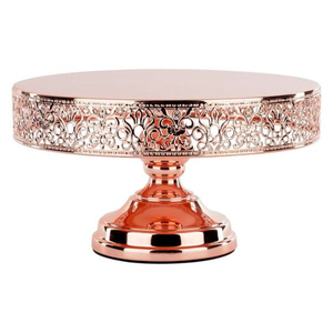 Vajilla elegante, soporte para decoración de pasteles, soporte de pastel de Metal dorado rosa, platos para servir pasteles al por mayor a precio razonable - Product Image 1