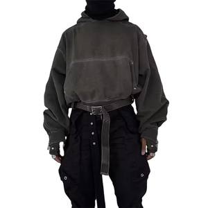 Sudadera con capucha de gran tamaño desgastada Vintage para hombre, Sudadera de felpa francesa de algodón 100%, ropa de calle, bordado transpirable lavado - Product Image 3