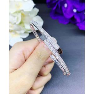 925 silver <b>bangle</b> Stackable designer bracelet Moissanite channel <b>set</b> bracelet Everyday wear luxury bracelet - Product Image 2