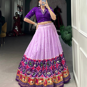 Dernier créateur Tussar Silk Patola imprimé Lehenga Choli par FabZone - Product Image 1
