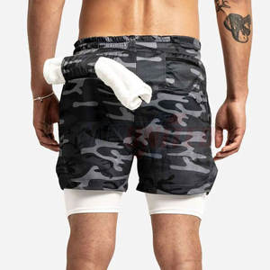 Pantalones cortos informales de gimnasio y para correr para hombre, material no tejido transpirable y de secado rápido con patrón sólido, pantalones cortos deportivos con cintura elástica - Product Image 6