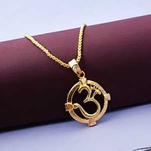 OM AUM Ohm cadena colgante collar India espiritual buena suerte CZ joyería regalo para hombres mujeres - Product Image 1