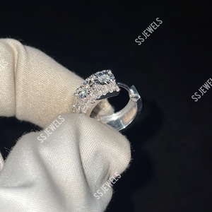 Pendientes de aro Unisex de oro sólido VVS Lab de 10K, ajuste de ilusión helada, CVD HPHT, chapado en rodio, regalo de aniversario de moda - Product Image 5