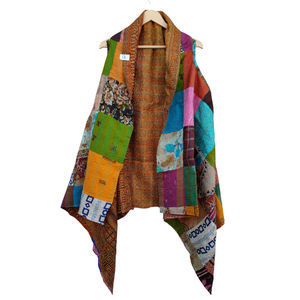 Shrug ชุดผ้าไหมแบบเก่าผ้าพันธาผ้าไหมระบายอากาศได้ดีเป็นมิตรกับสิ่งแวดล้อมชุดถักนิตติ้งชุดหลวมพอดีกับแพทช์ผ้าไหมเก่ายักไหล่ - Product Image 1