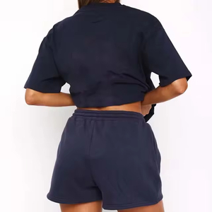 Conjuntos de mujer, camisetas y pantalones cortos informales de 2 piezas, traje de entrenamiento, ropa de mujer, conjuntos de pantalones cortos, conjunto de dos piezas de algodón 100% para mujer a la venta - Product Image 5
