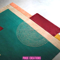 Modern Luxury Custom Size Wool/Silk Hand Tufted Geometric Pattern PET Friendly Antimicrobial Non-Slip Cushioned Area Rugs Sets