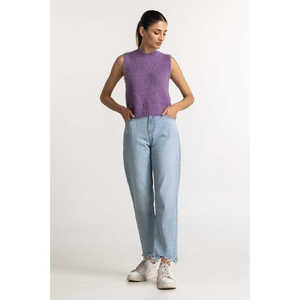 Suéter Básico de Lana Lila con Decoración de Piel para Usar como Prenda Exterior-WM-SWT-WS23-064 - Product Image 5