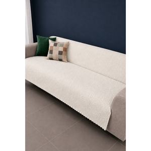 Funda de Sofá de Felpa Color Crudo Moderna, Elástica y Ajustable para 3 Plazas, de Poliéster y Spandex para Protección, Suave y Cómoda - Product Image 1