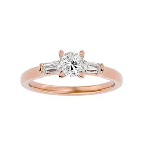 Bague de fiançailles en or rose avec trois diamants taille princesse, exportée d'Inde, idéale pour les anniversaires et les fêtes, disponible au meilleur prix - Product Image 1