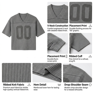 Suéter Corto Personalizado con Logotipo OEM ODM, Jersey de Punto Acanalado, Ropa Urbana, Top Corto de Punto para Hombre, Patrón 100% Algodón - Product Image 5