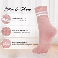 Chaussettes de Pilates Antidérapantes en Coton Jacquard Personnalisées Rayées pour la Danse et le Yoga, Broderies Mignonnes