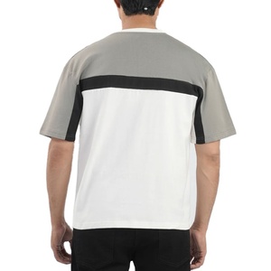 Panel T-Shirt High Quality Oversize Pattern Comfortable <b>Down</b> Shoulder Fashionable Plus Size Vintage Casual Wear Round Neck - Product Image 6