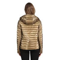 Chaqueta Acolchada Dorada y Blanca para Mujer, Otoño, Impermeable, Satén, Bordado, Diseños Personalizados, Alta Calidad, Transpirable, Ecológica