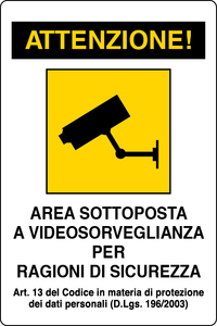Cartello Segnaletico Area Videosorvegliata cm. 20x30 - Product Image 1