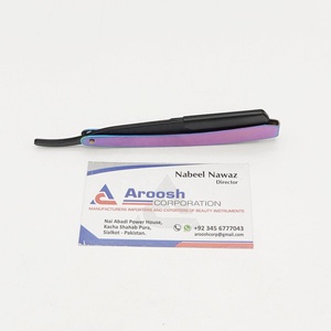 Rasoirs professionnels en acier inoxydable noir et arc-en-ciel de haute qualité Logo personnalisé Rasoir droit multi-usage pour le visage et le corps - Product Image 3