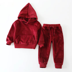 Venta al por mayor Top Nuevo Personalizar Ropa para niños Chándal para bebés Venta al por mayor Niño Cremallera completa con dos bolsillos Color sólido Jogger Set - Product Image 5