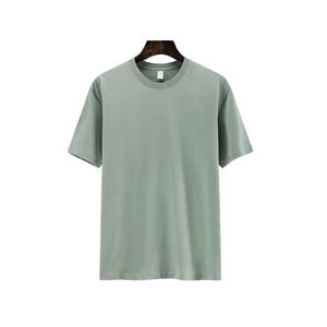 Mock Neck Short Sleeve Drop Shoulder Oversize 100% Cotton T-shirt pour homme Boxy Fit Organic Cotton Blank Plain T-Shirt - Product Image 1