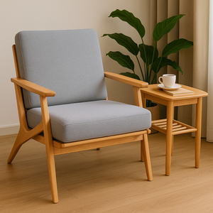 TACASA Ensemble de fauteuil lounge et table d'appoint en bois de haute qualité, style moderne du milieu du siècle, meubles durables rembourrés en éponge pour salon - Product Image 1