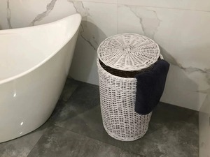 Panier de rangement en rotin naturel écologique fait main, avec couvercle tressé robuste, design moderne multifonctionnel, marque Artex Green Earth - Product Image 5