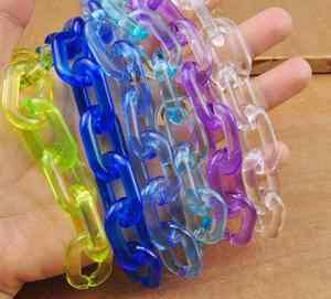 Cadena de eslabones de resina para decoración de pared, cadena de pared transparente con hebilla, cadena cubana de plástico acrílico para decoración de pared, joyería DIY - Product Image 3