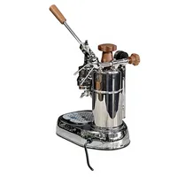 Cafetera eléctrica semiautomática plateada de acero inoxidable con 15 bares de presión