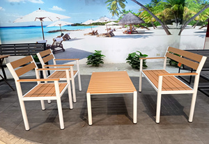Lumetal Modern Metal Outdoor Garden <b>Set</b> with PS <b>Plastic</b> Bench for <b>Patio</b> Backyard Hotel and Resort Use - Product Image 6