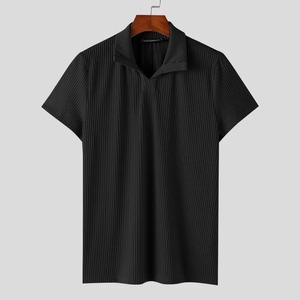 Camiseta Casual de Manga Corta para Hombre, Tejido de Punto Sólido, Ecológica, Poliéster/Algodón, Cuello Alto, Diseño con Logotipo en la Parte Delantera, 240g, Tallas S-5XL - Product Image 5