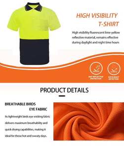 Safety T-<b>Shirts</b> Hi Vis Reflective <b>Polo</b> with Pocket Breathable Workwear Customizable Logo Made of Polyester men's <b>polo</b> <b>shirts</b> - Product Image 6