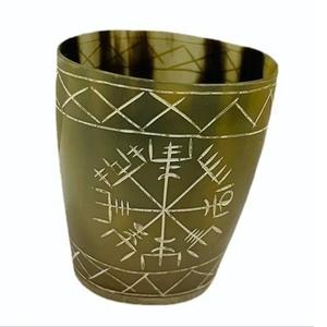 Verre à boire en corne de buffle naturelle écologique de haute qualité avec bord en laiton superbement poli pour les styles Premium disponibles - Product Image 1