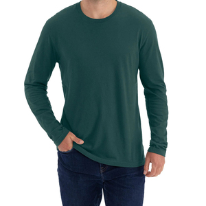 T-shirt pour homme en coton 100% personnalisé en gros, durable et confortable, t-shirt à manches longues pour homme, coupe ajustée, décontracté, uni - Product Image 2