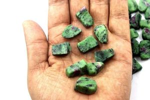 เซ็ตเครื่องประดับชาติพันธุ์10ชิ้นสีเขียวสวยพลอยหยาบอัญมณีหลวมอัญมณีควอตซ์ทับทิม zoisite ธรรมชาติขนาด16-20มม. - Product Image 5