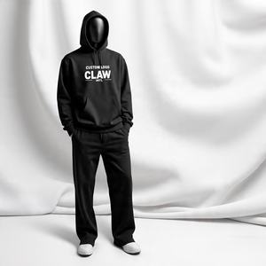 Sudadera con capucha y pantalones de chándal holgados de gran tamaño con hombros caídos de lana de algodón de peso pesado al por mayor personalizados para hombres - Product Image 5