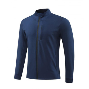 Veste de sport décontractée pour homme avec poche latérale zippée et col montant, couleur unie, logo avant - Product Image 4