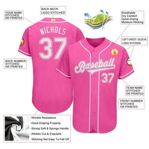 Camiseta de béisbol auténtica Blanca Rosa personalizada - Product Image 3