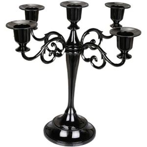 Candélabre noir élégant à 5 bras, parfait pour les mariages ou les dîners, pièce maîtresse élégante pour un cadre de table sophistiqué - Product Image 2