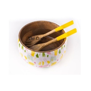 Meilleur bol de service de forme ronde de qualité supérieure bol à dessert de fruits en bois imprimé pour hôtel usage domestique - Product Image 3