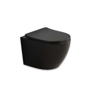 Forl Wall-Hung Round Toilet with Matt <b>Black</b> Toilet Seat Cover Complete Set - Product Image 1