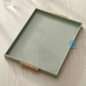 Qualité haut de gamme en gros laque ottoman plateau rectangle canne plateaux de service tendance chaude fait à la main du Vietnam - Product Image 5