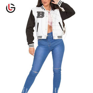 Haute qualité femmes recadrée Letterman veste surdimensionné confortable matériau Durable coton remplissage laine doublure tricoté - Product Image 3