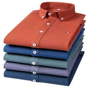 Vente en gros de chemises pour hommes respirantes à manches courtes en coton 100% Oxford | Chemise d'uniforme de bureau de couleur unie décontractée de grande taille - Product Image 2