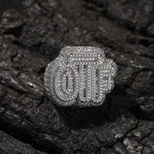 VVS Moissanite diamond Sparkling Hip Hop 925 Sterling Silver Custom <b>initial</b> Letter Unisex Party Wear <b>Ring</b> - Product Image 1