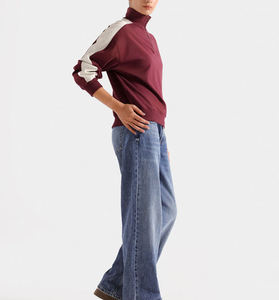 Sweat-shirt à col rond en molleton pour femme, style décontracté, manches longues, couleur marron, fermeture éclair sur le devant, streetwear, confortable, pour l'hiver, fabriqué au Pakistan - Product Image 6