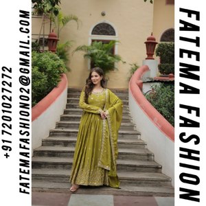 Trajes Anarkali de Diseño Étnico Tradicional Indio para Mujer, en Chinon Puro con Lentejuelas Bordadas, Casuales para Exteriores, Venta al Por Mayor - Product Image 5
